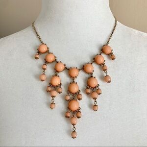 Peach and Gold Bauble Statement Necklace